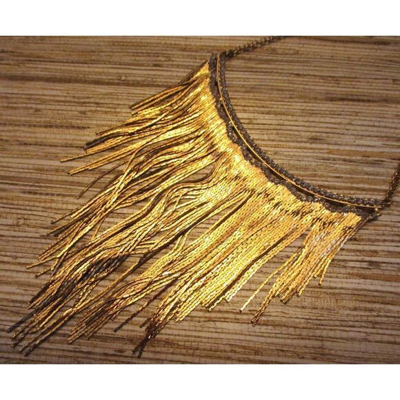 Off Park Collection White Crystal Gold Tone Fringe bib Necklace JTV $79 - Picture 1 of 3